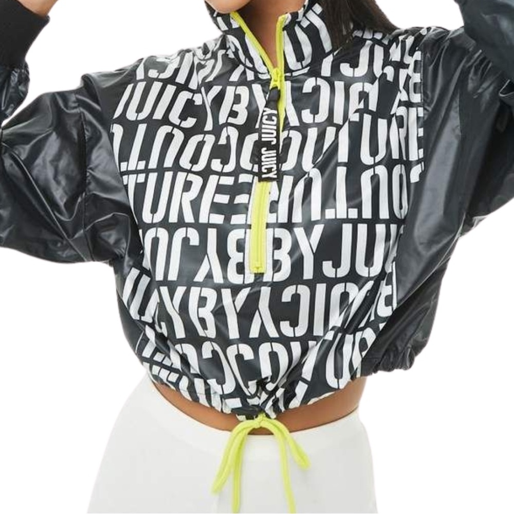 Juicy Couture Black and Neon Yellow Bomber Jacket